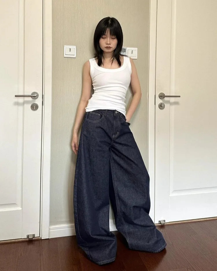 Jeans Women Streetwear Chic Y2k Wide Leg Pants 2025 New Bottms High Waist Straight Denim Trousers Casual Korean Pantalon Femme