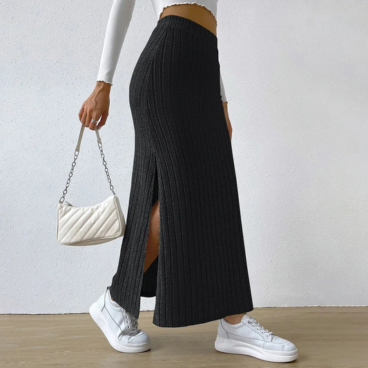 Women Skirt 2024 Spring Summer Korean High Waisted Elastic Slim Hip Knitted Sexy Bodycon Midi Skirt Female Clothing M L XL XXL