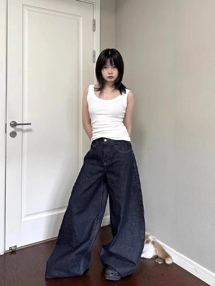 Jeans Women Streetwear Chic Y2k Wide Leg Pants 2025 New Bottms High Waist Straight Denim Trousers Casual Korean Pantalon Femme