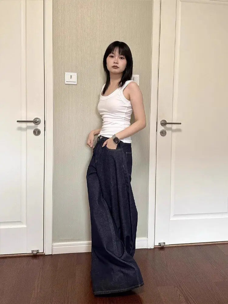 Jeans Women Streetwear Chic Y2k Wide Leg Pants 2025 New Bottms High Waist Straight Denim Trousers Casual Korean Pantalon Femme