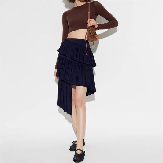 Women's skirt New low waist short skirt for summer 2025 Asymmetric slim fit cake skirt Layered pleated skirt Women's half skirt