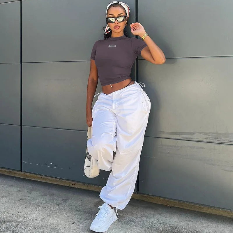 Y2K Zip T Shirt Women Long Sleeve Crop Tops Pullover Stand Collar Slim Skinny Trashy Grunge Y2k Base Tees Sexy Female T-Shirts