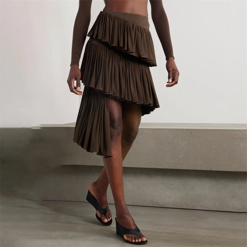 Women's skirt New low waist short skirt for summer 2025 Asymmetric slim fit cake skirt Layered pleated skirt Women's half skirt