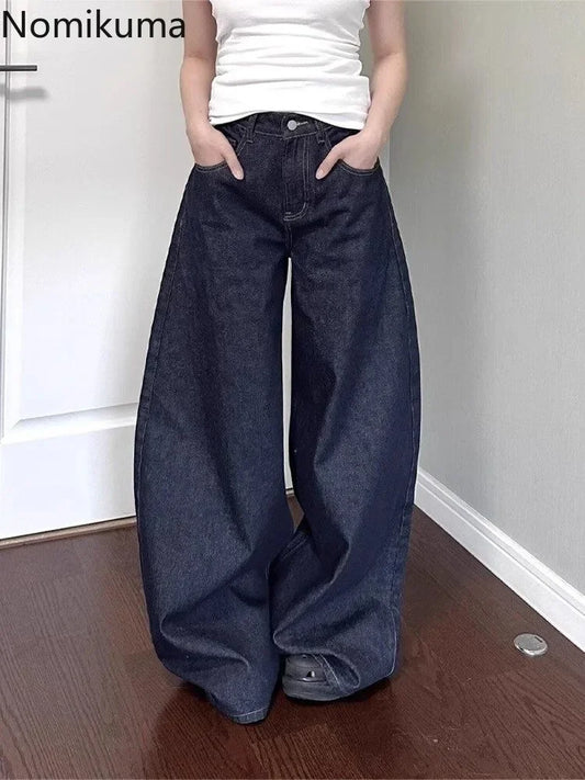 Jeans Women Streetwear Chic Y2k Wide Leg Pants 2025 New Bottms High Waist Straight Denim Trousers Casual Korean Pantalon Femme