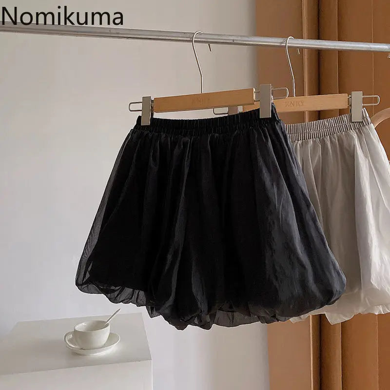 2025 Pantalones Cortos De Mujer Summer Shorts for Women New Bottoms High Waist Solid Casual Short Mujer Chiffon Wide Leg Pants